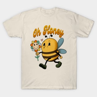 Retro 70s groovy bumblebee cartoon hippie T-Shirt